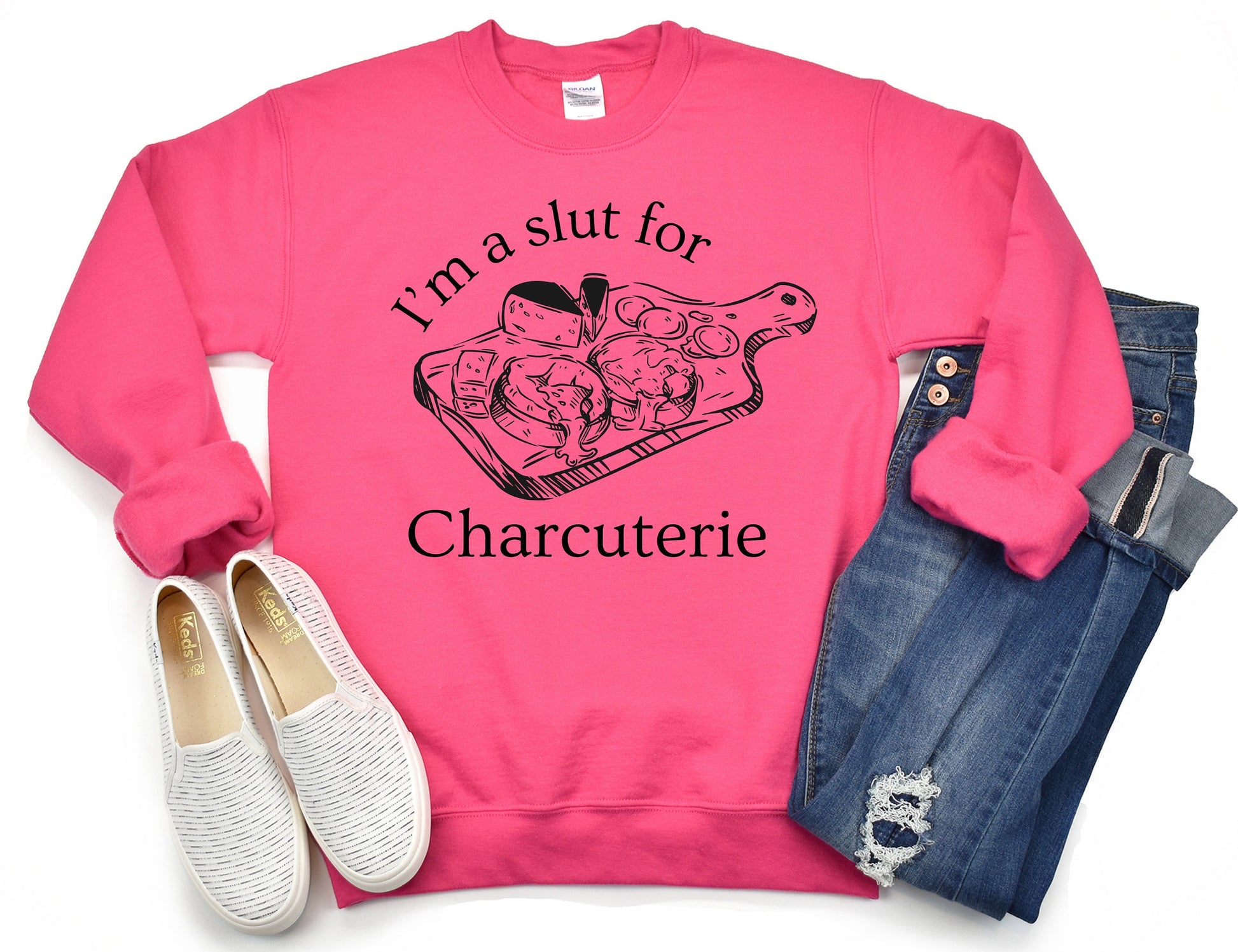 I'm a Sl*t for Charcuterie, Unisex Crewneck Sweatshirt, Wine Lover